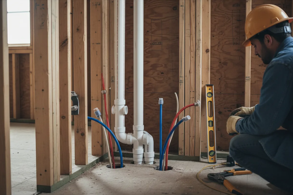 Drain and supply rough-in during Leak Detection in Mexico Beach