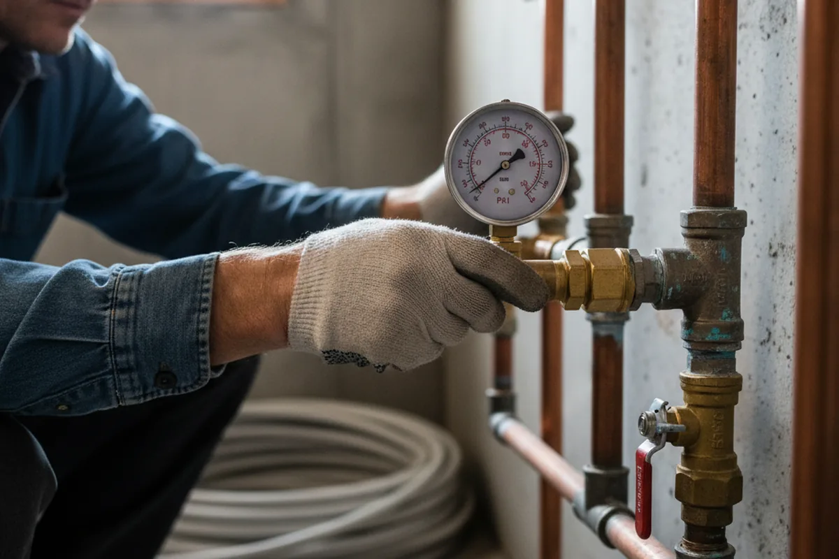 Pressure testing a repaired line during Water Line Repair in Mexico Beach